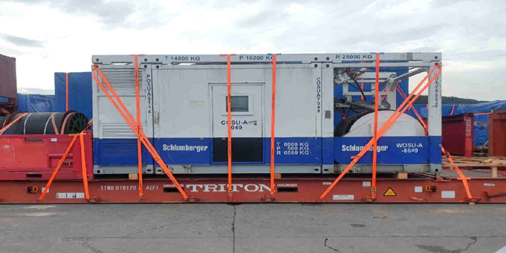 Drilling Materials Stowed on Flat Rack Container